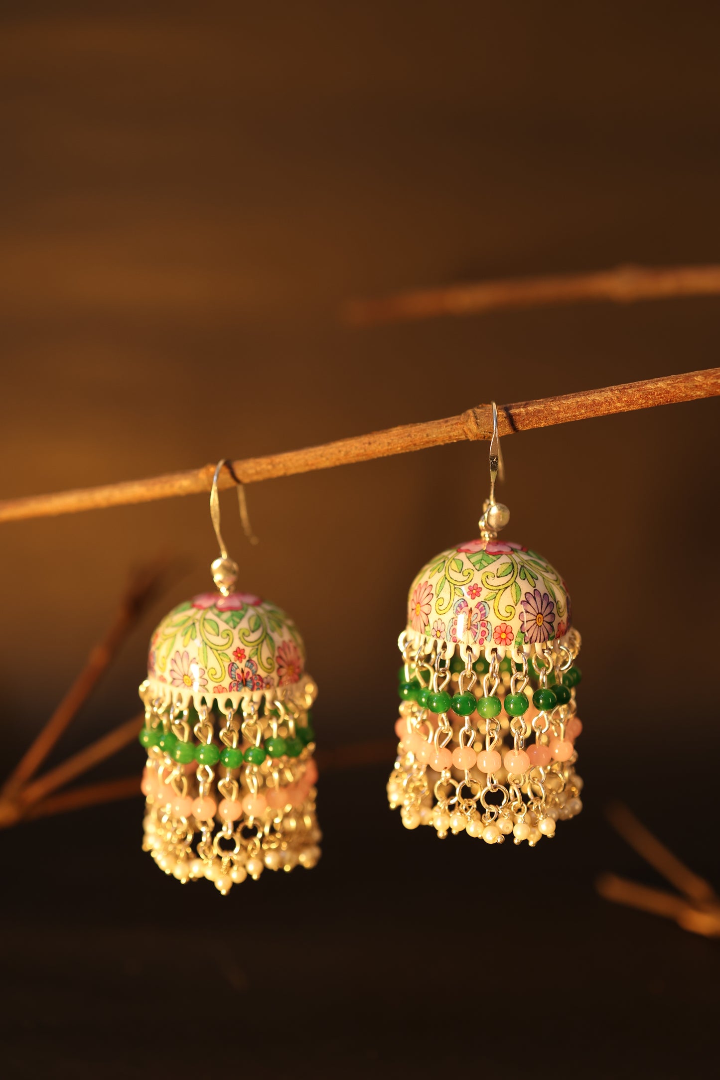 AI106 - Hand Painted Meenakari Jhumka Earring