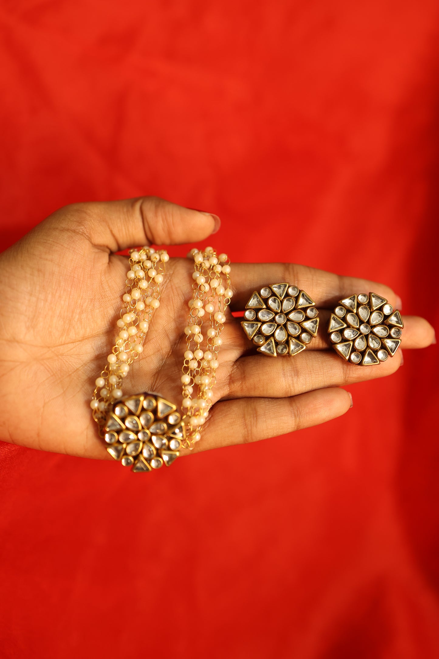 AI095 - Kundan Stone Layered Pearl Choker