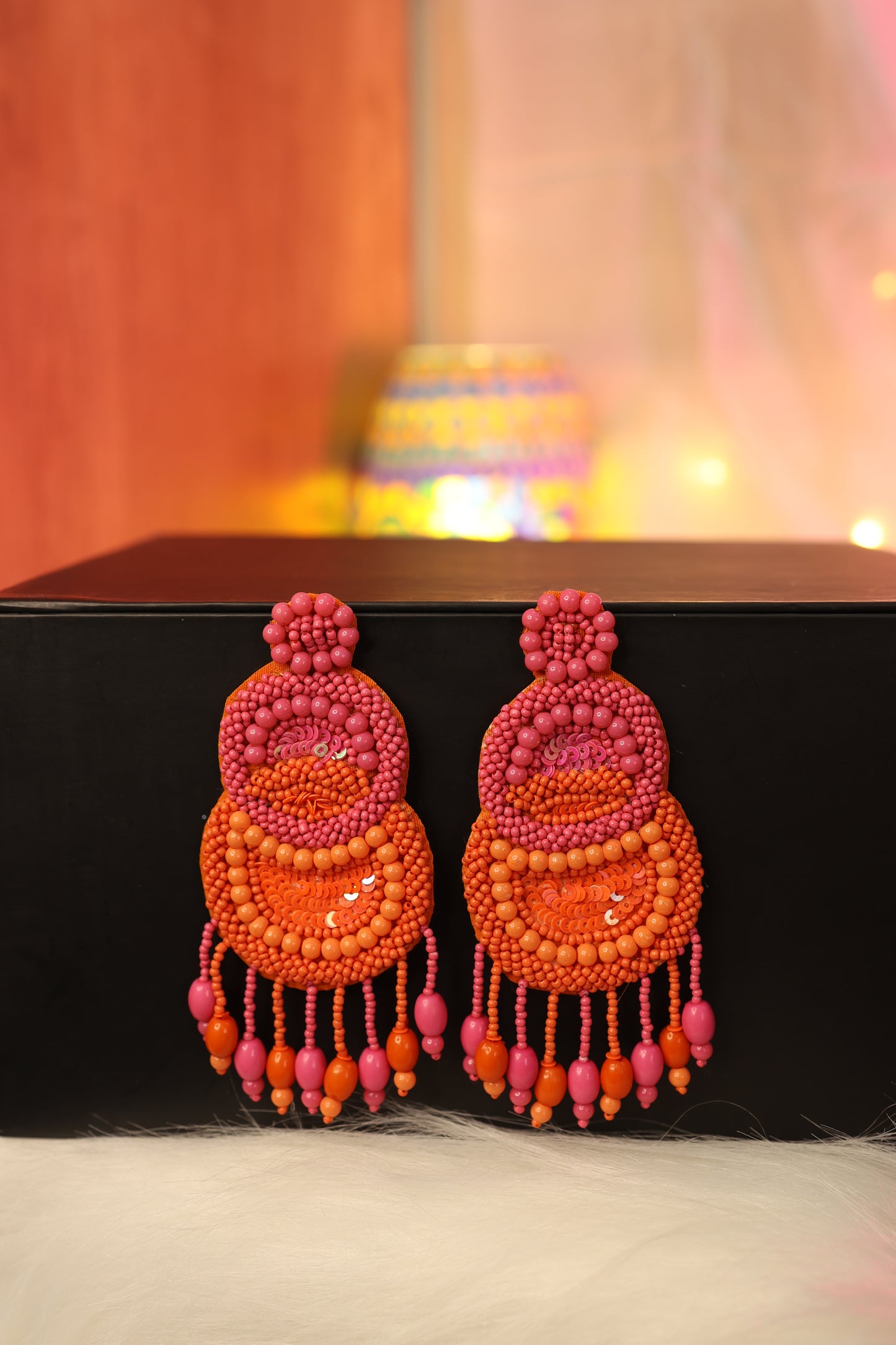 AI026- Handmade Beaded Colour Block Earring