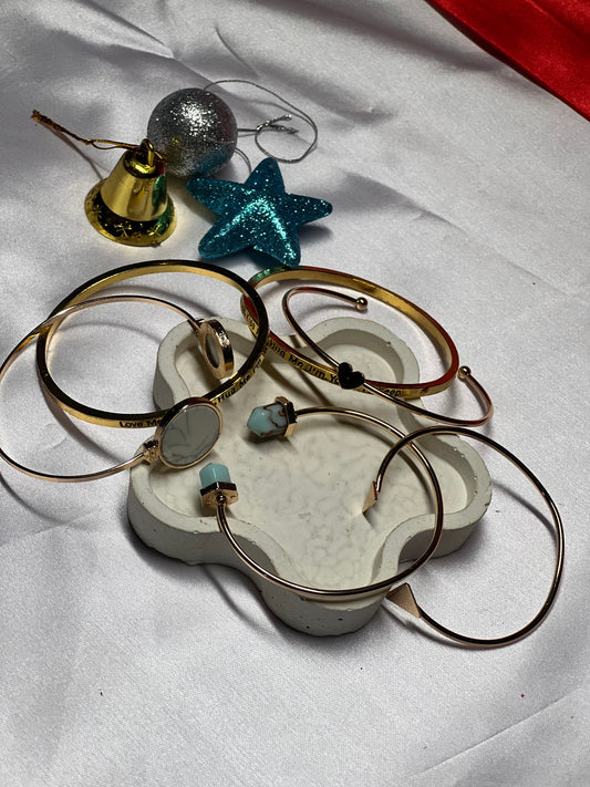 AI282 - Anti Tarnish Dual Marble Charm Stack Of Bracelet