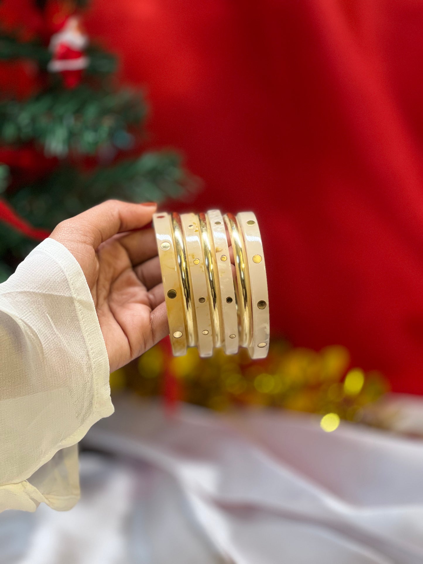 AI309 - Golden Marble Aura Set of Bangles