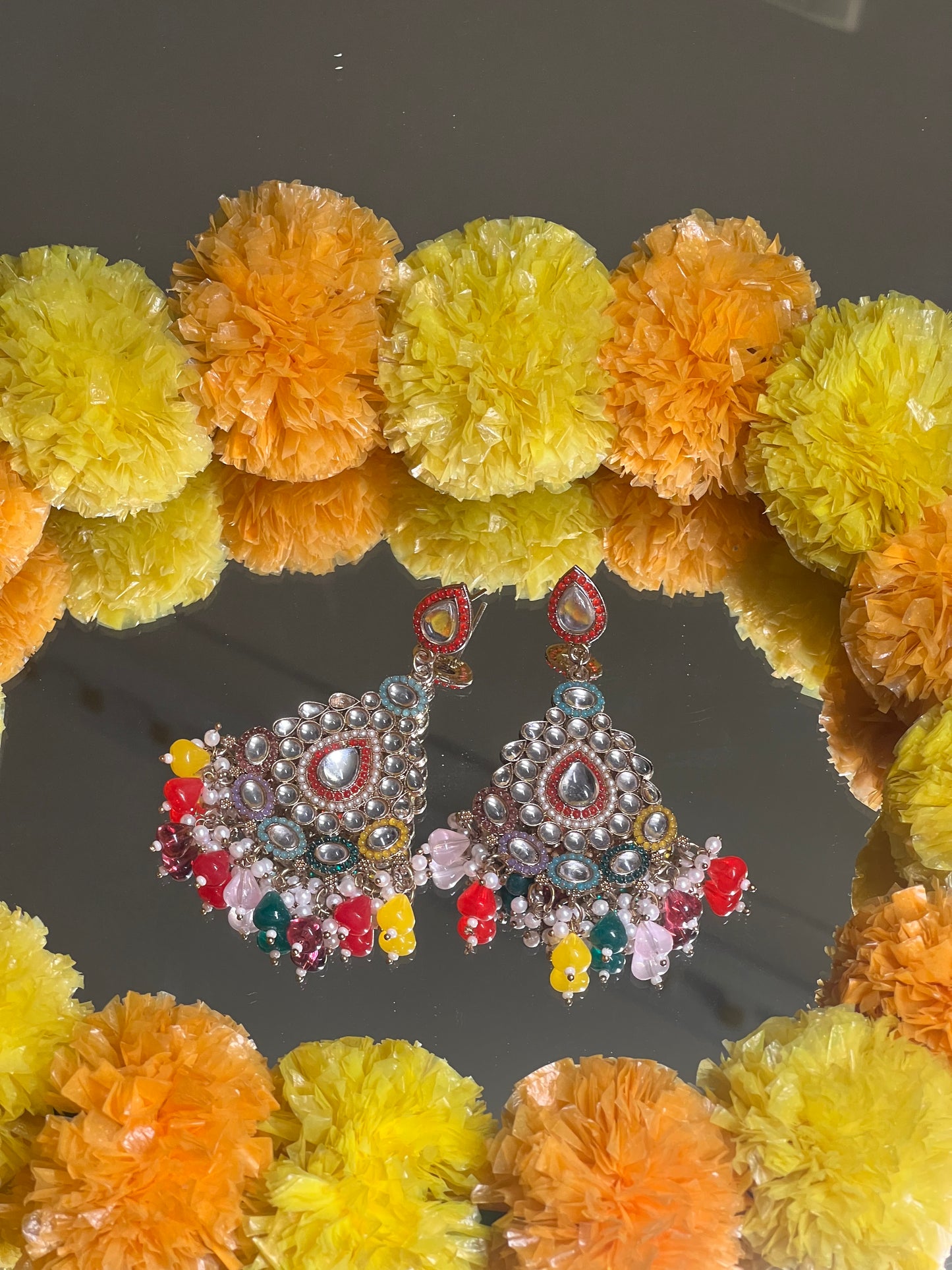 AI250 - Multicolour Beaded Kundan Earring
