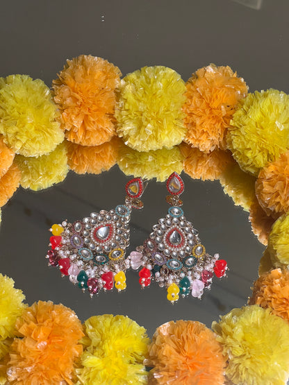AI252 - Multicolour Beaded Kundan Earring