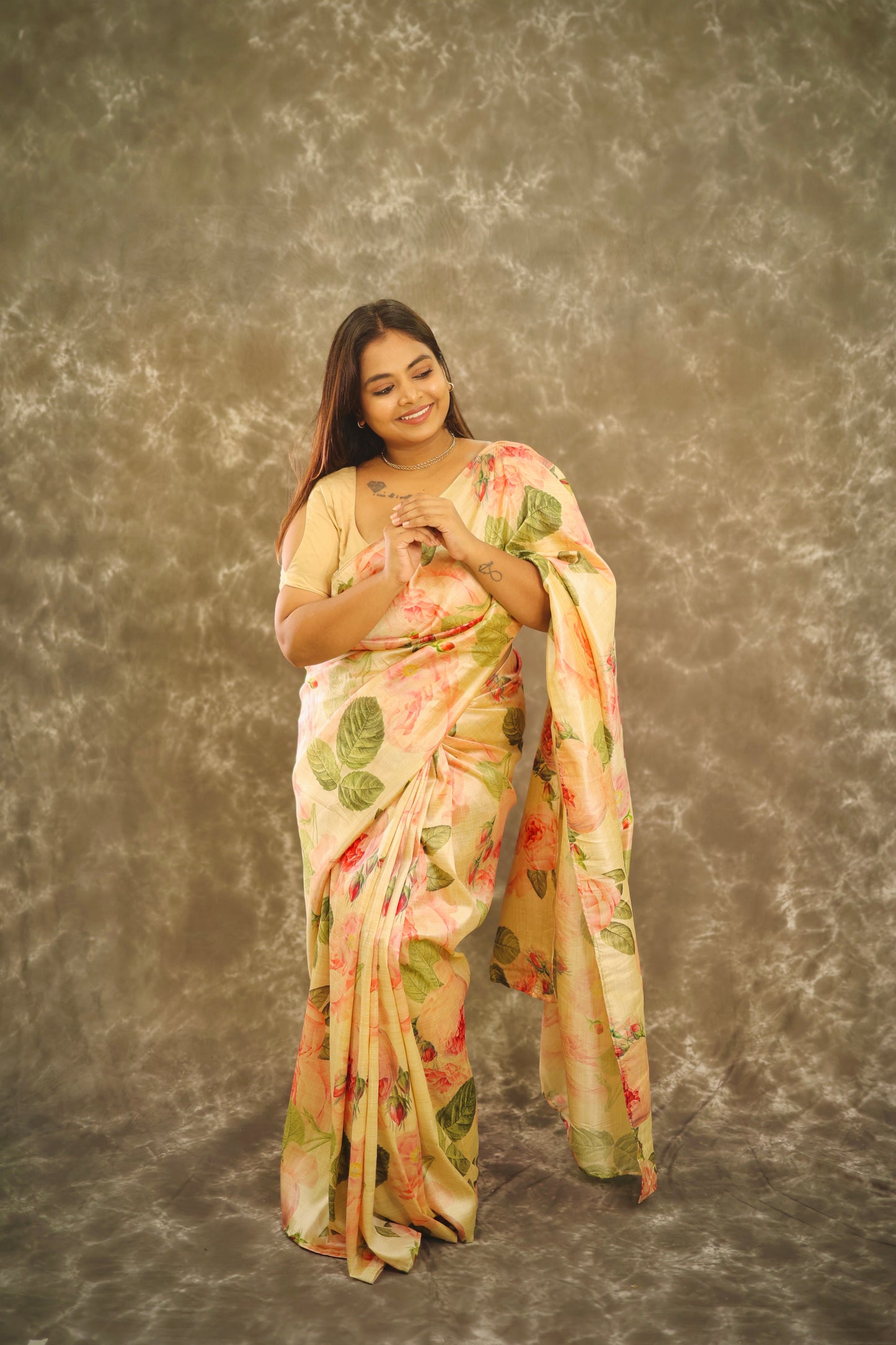 Anika - Floral Mango Silk Saree