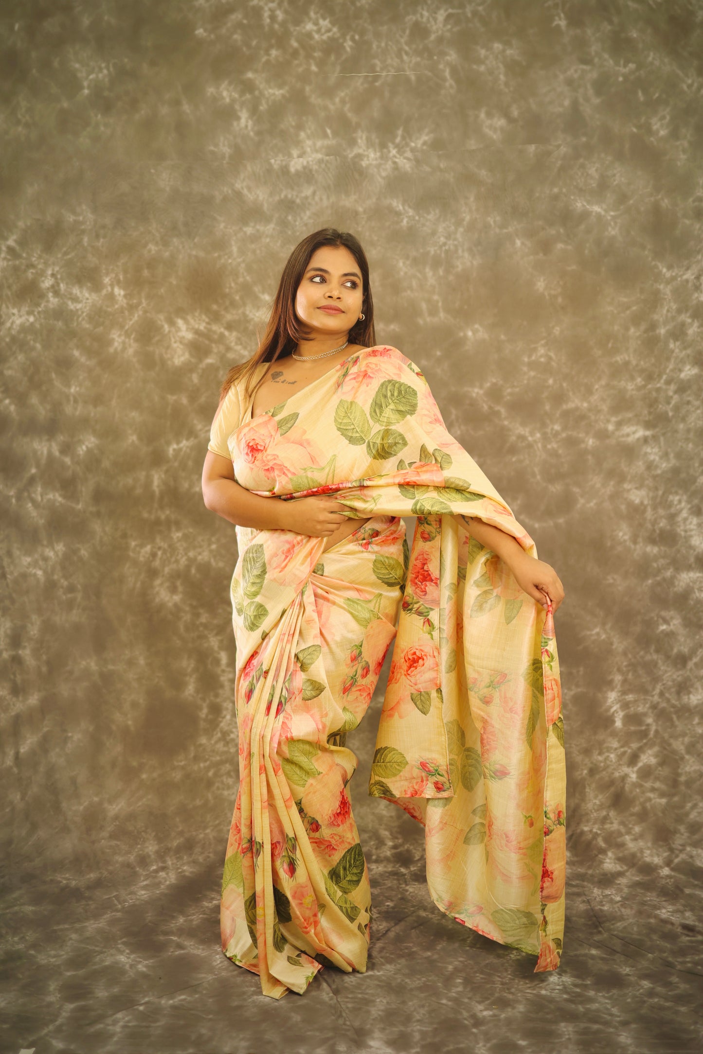 Anika - Floral Mango Silk Saree