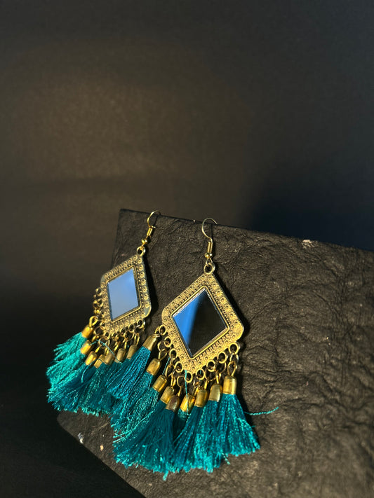 AI123 - Mirror Tassel Drop Earring