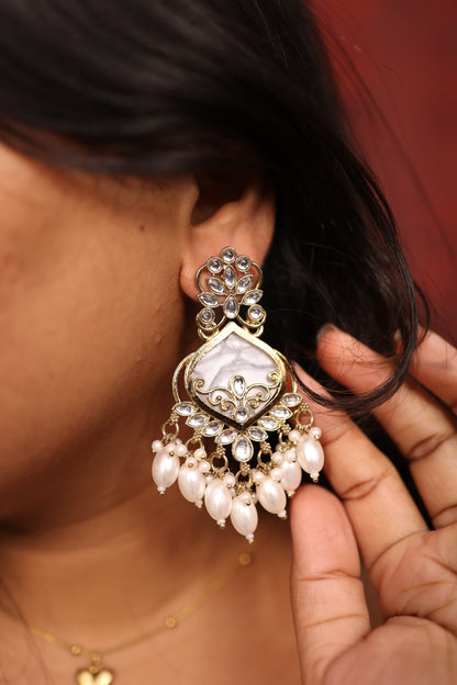 AI255 - Marble Stone Chandbali Earring