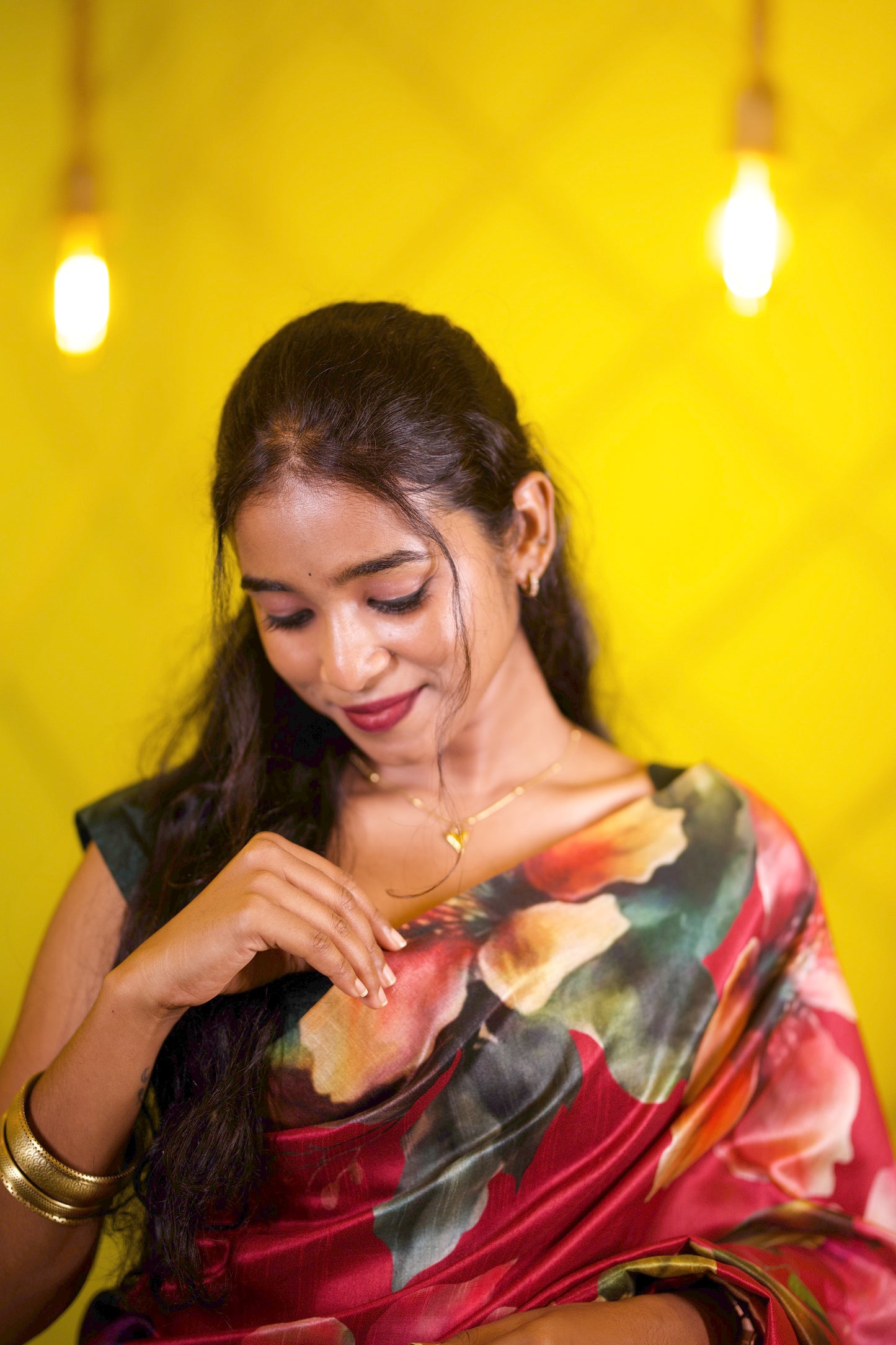 Meera - Floral Mango silk Saree