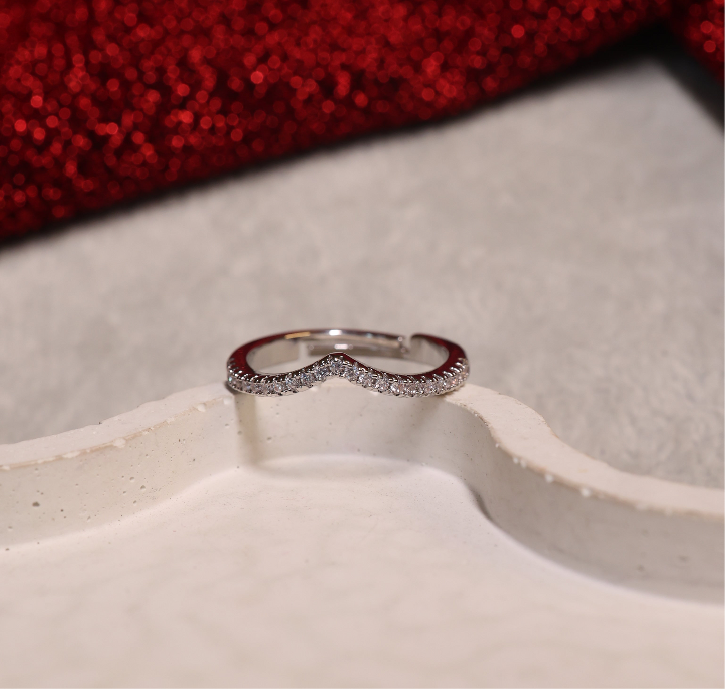 AI233 - Anti Tarnish Silver Plated American Diamond Ring