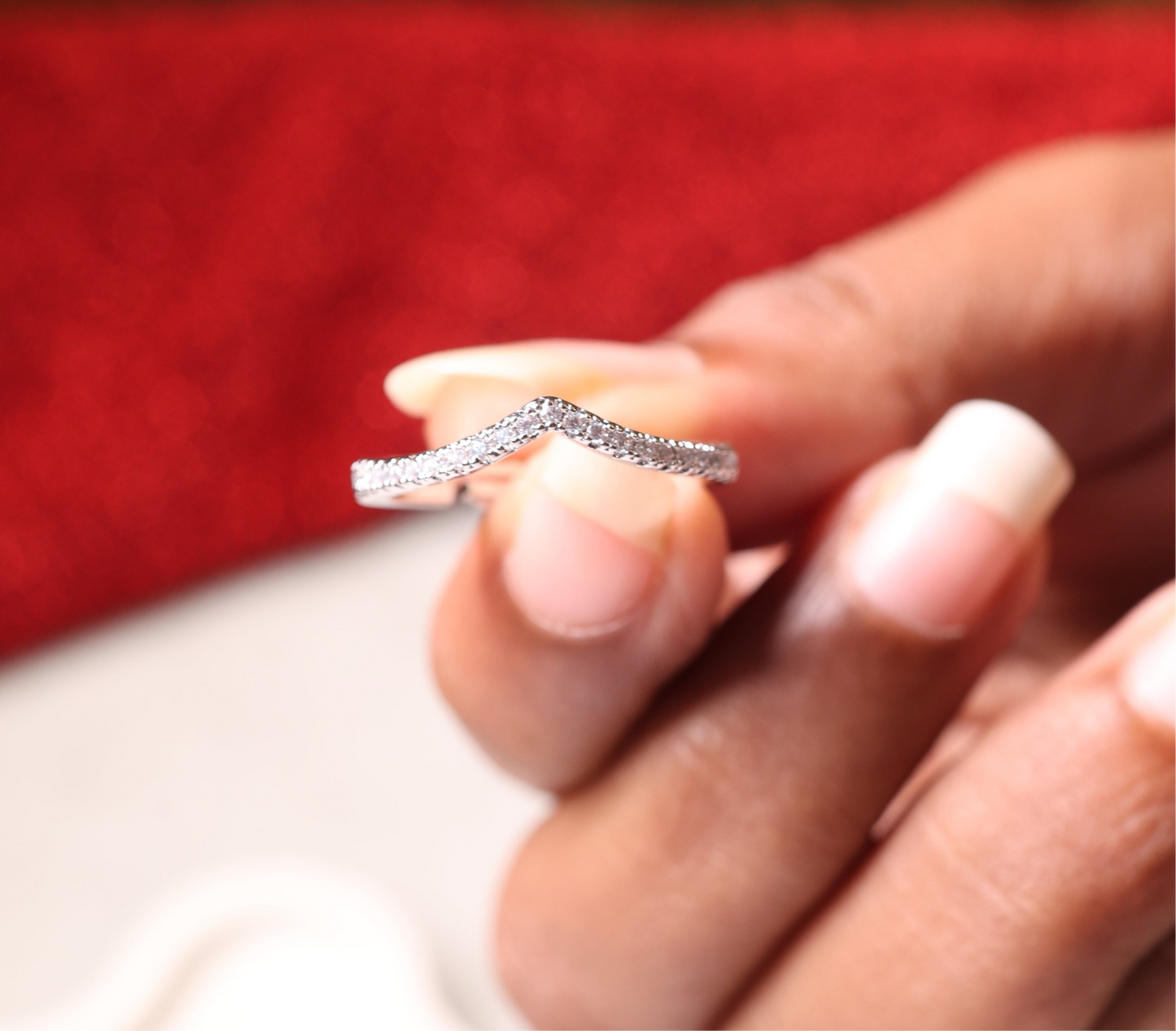 AI233 - Anti Tarnish Silver Plated American Diamond Ring