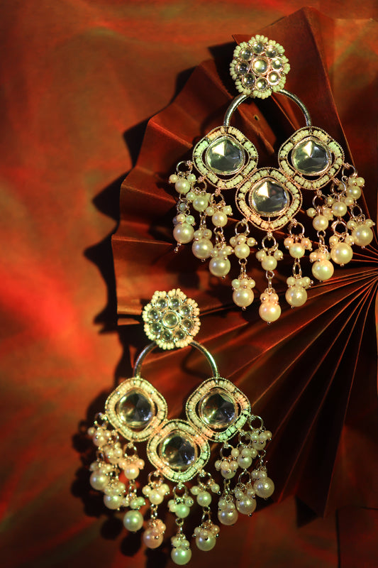 AI137 -Triple Kundan Stone Dangler Earring