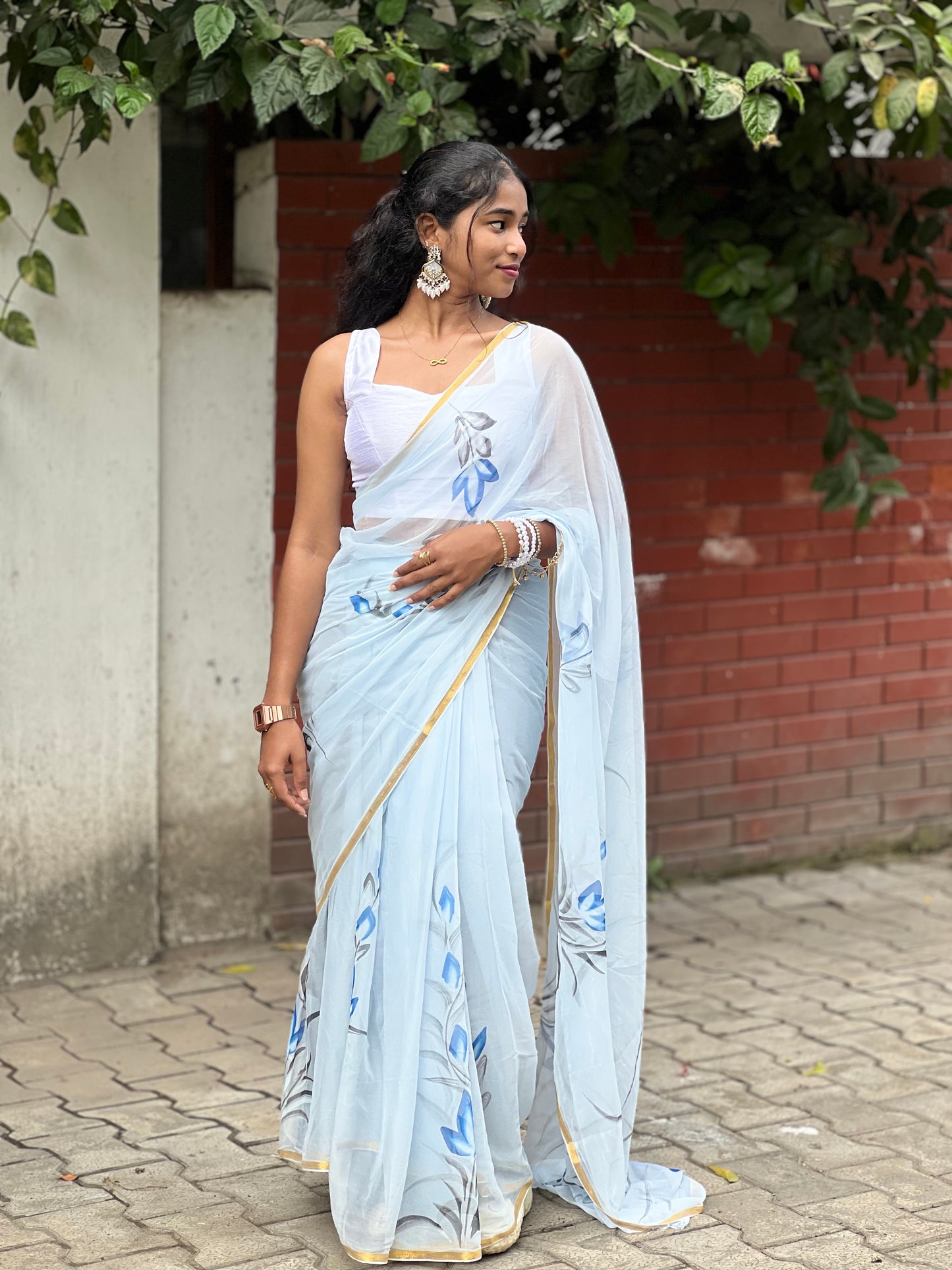 Mayura - Hand Painted Chiffon saree