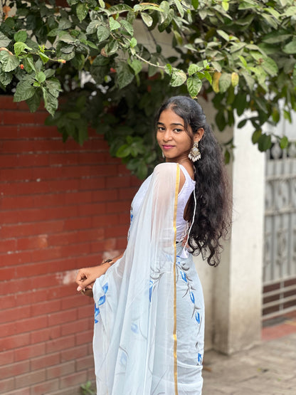 Mayura - Hand Painted Chiffon saree