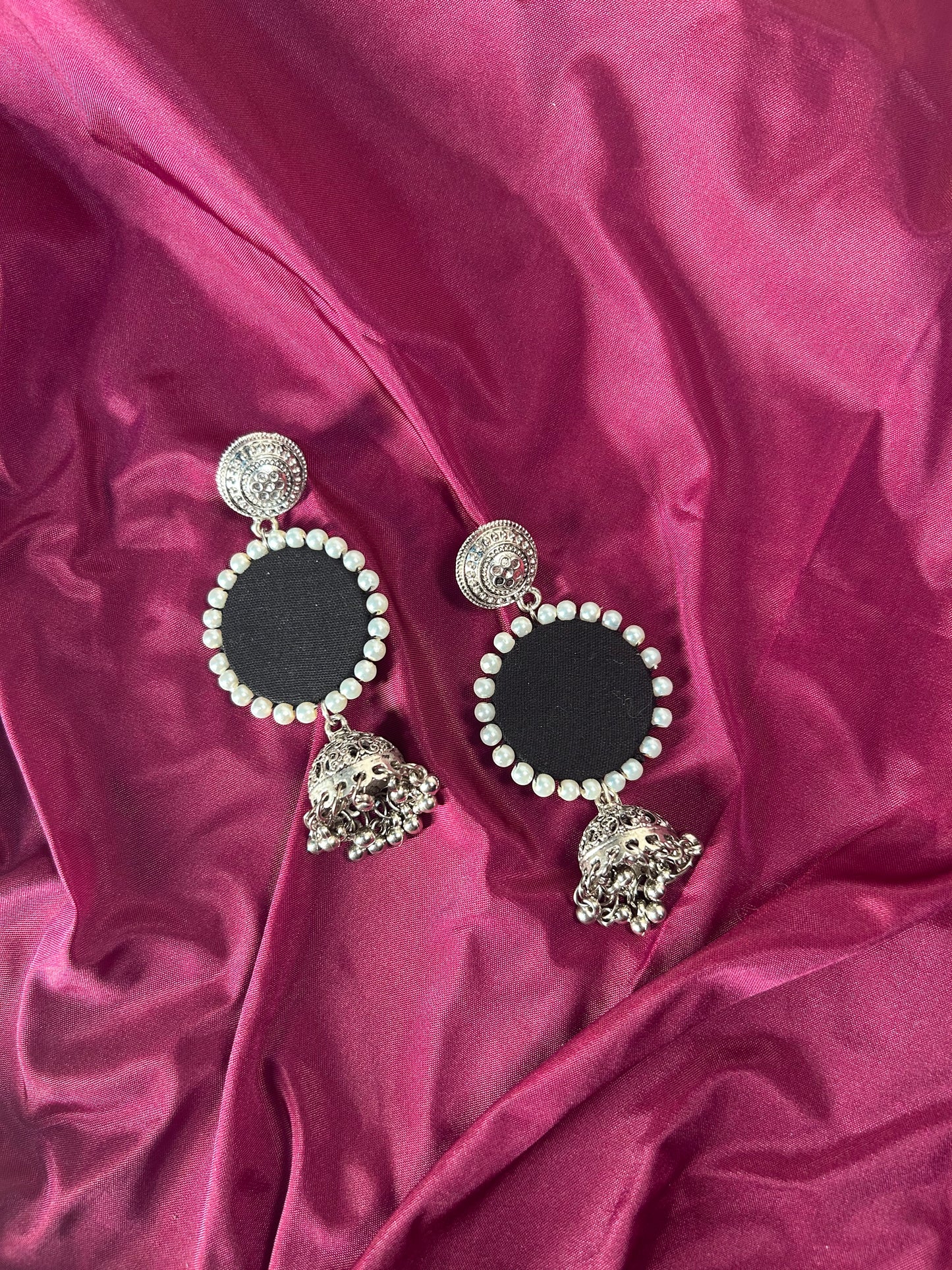 AI115 - Black Handmade Drop Jhumka Earring