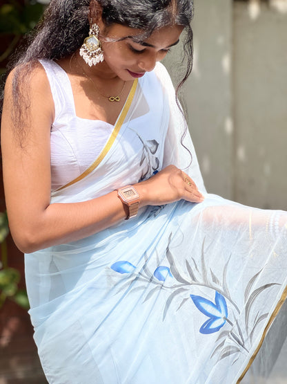 Mayura - Hand Painted Chiffon saree