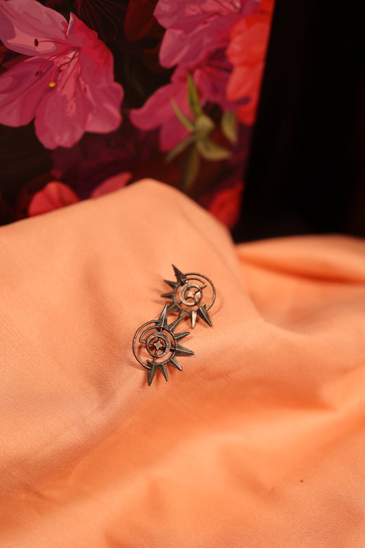 AI162 - Oxidised Half Sun Earring