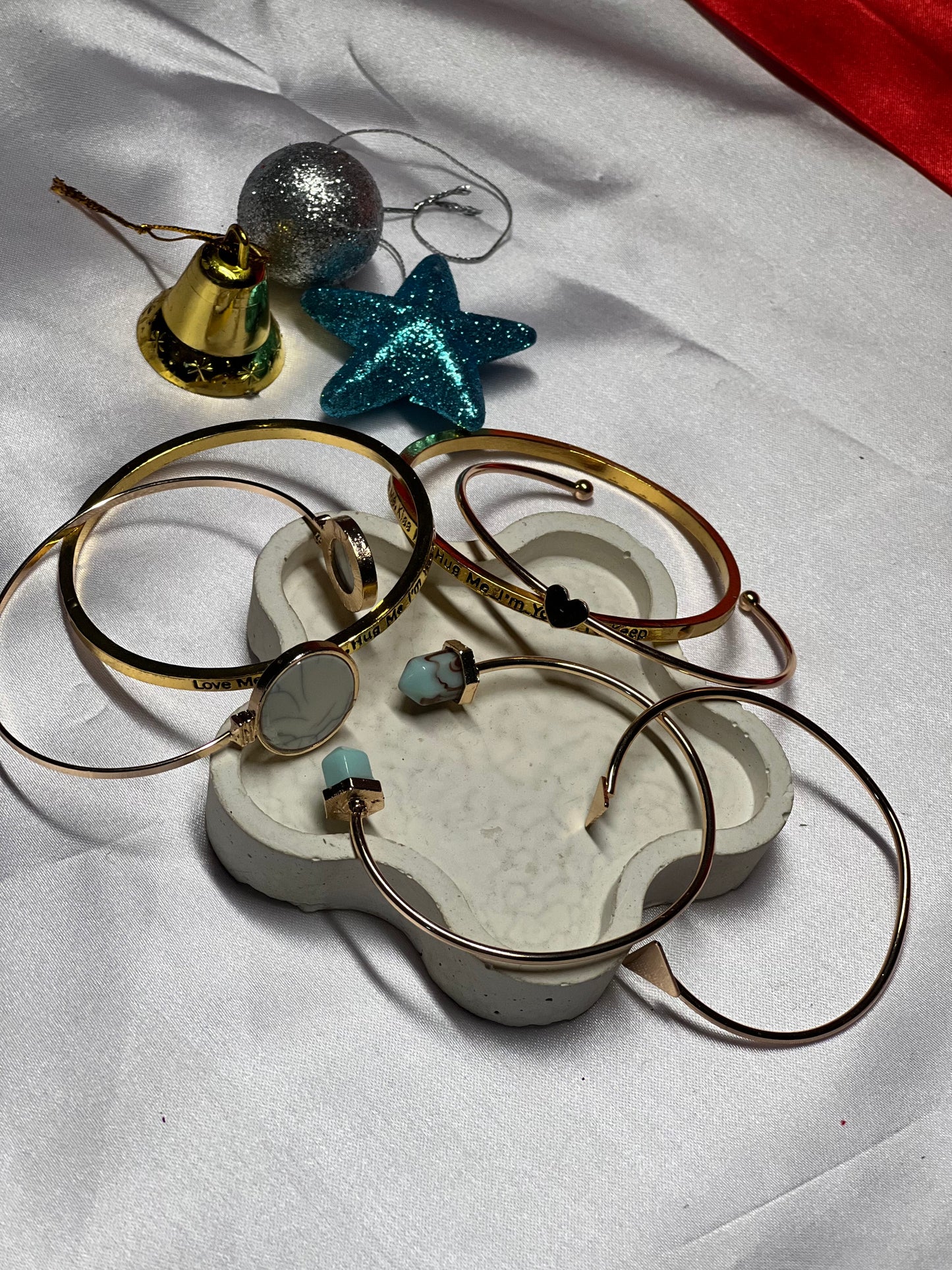 AI282 - Anti Tarnish Dual Marble Charm Stack Of Bracelet