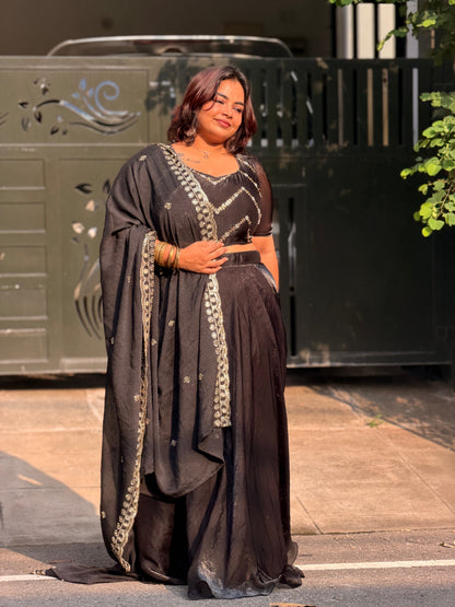 Afya - Black Lehenga