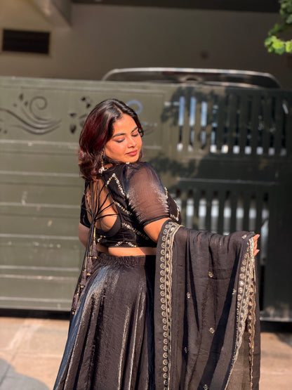 Afya - Black Lehenga