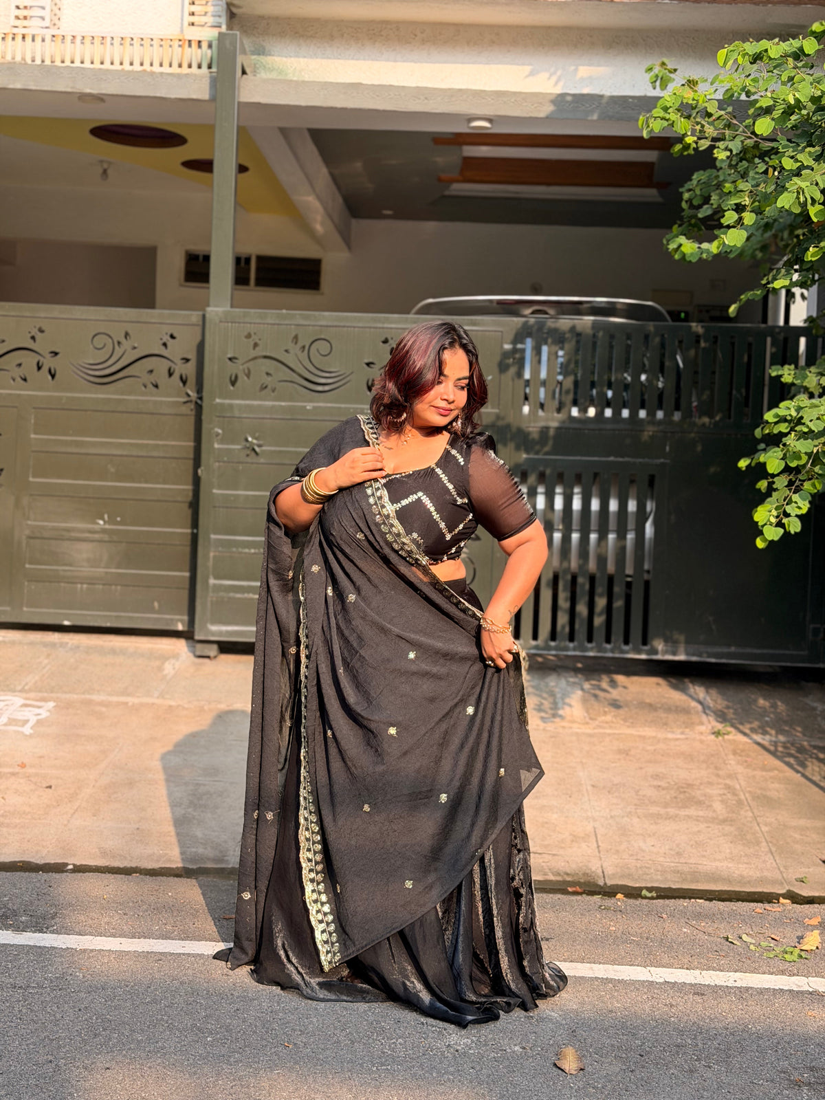 Afya - Black Lehenga