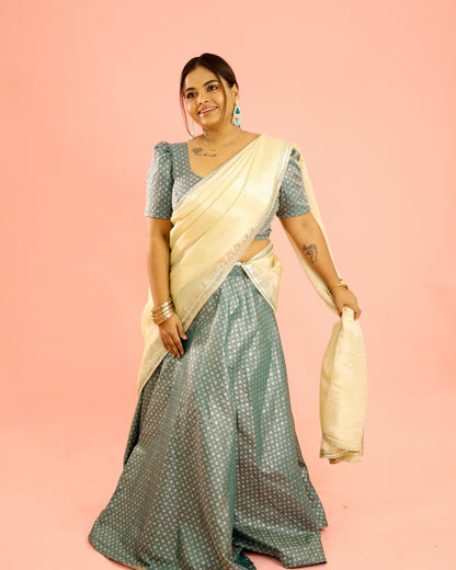 Parnika - Banarasi Tissue Silk Half Saree