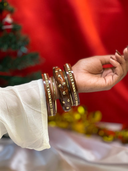 AI313 - Circle & Square Wooden Bangles