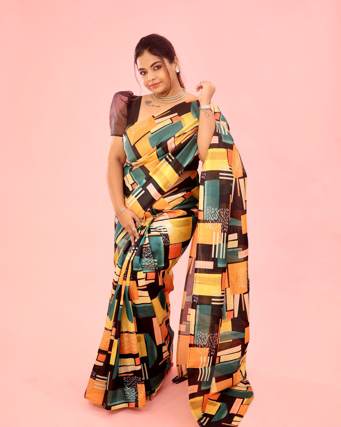 Keya - Abstract Mango Silk Saree