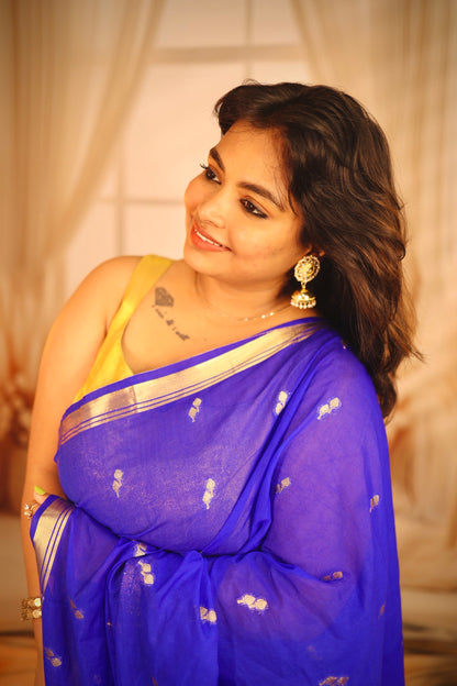 Mavi - Semi Georgette Silk Saree