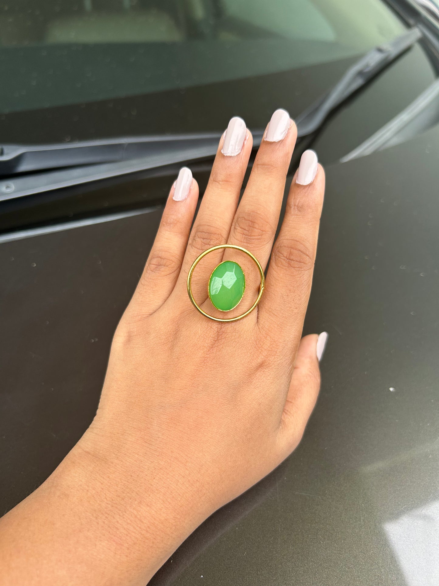 AI059 - Green Gemstone Gold Ring