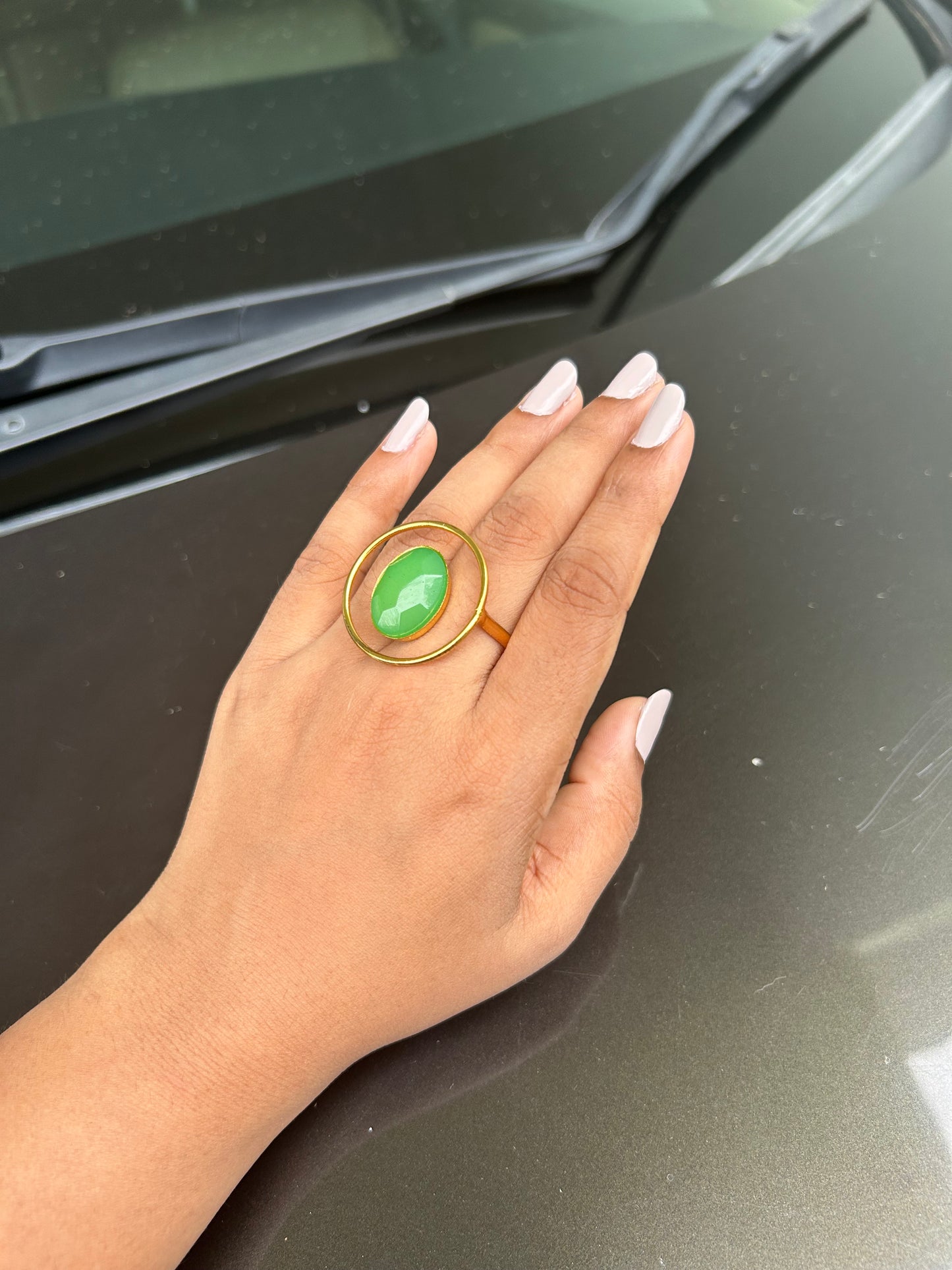 AI059 - Green Gemstone Gold Ring