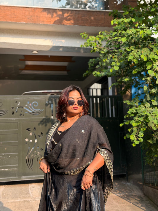 Afya - Black Lehenga
