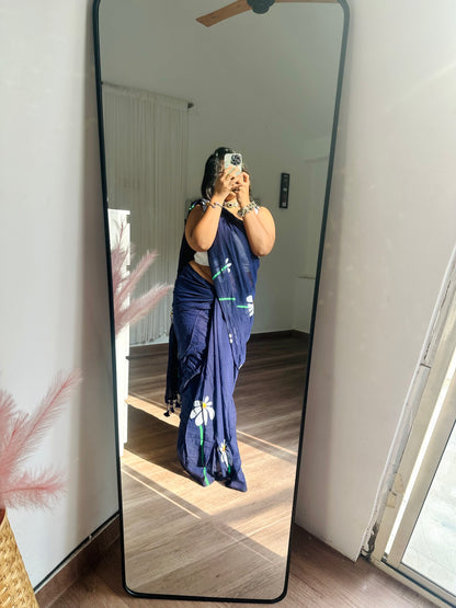 Mrunal - Mul Cotton Hand Painted Saree