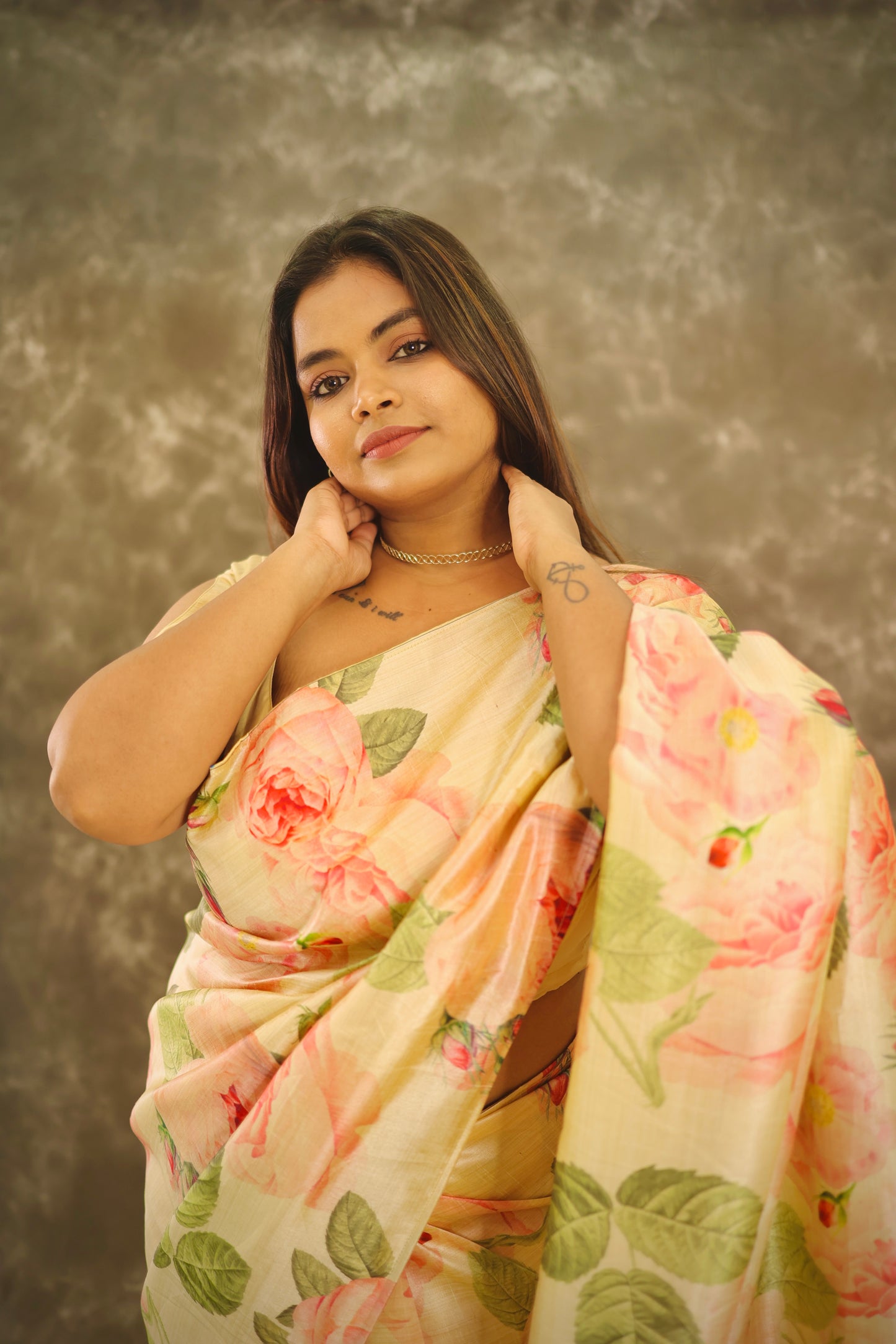 Anika - Floral Mango Silk Saree