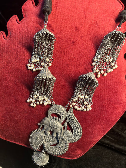 AI101 - German Silver Oxidised Long Chain