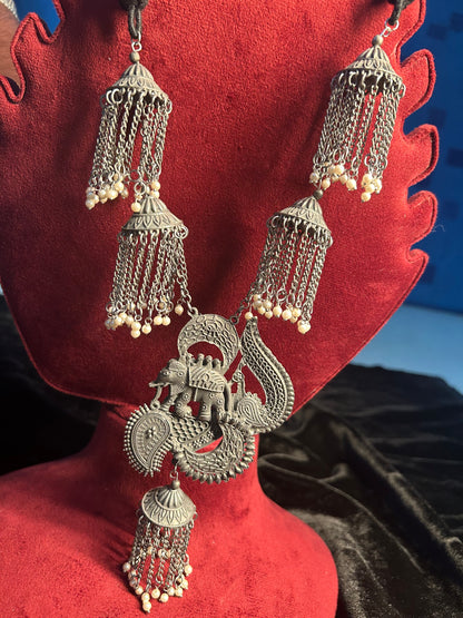 AI101 - German Silver Oxidised Long Chain