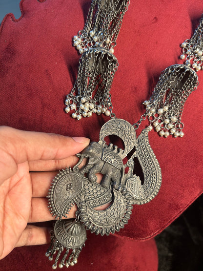 AI101 - German Silver Oxidised Long Chain